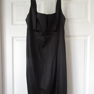 8 Calvin Klein Black Satin Pleated Sheath Dress